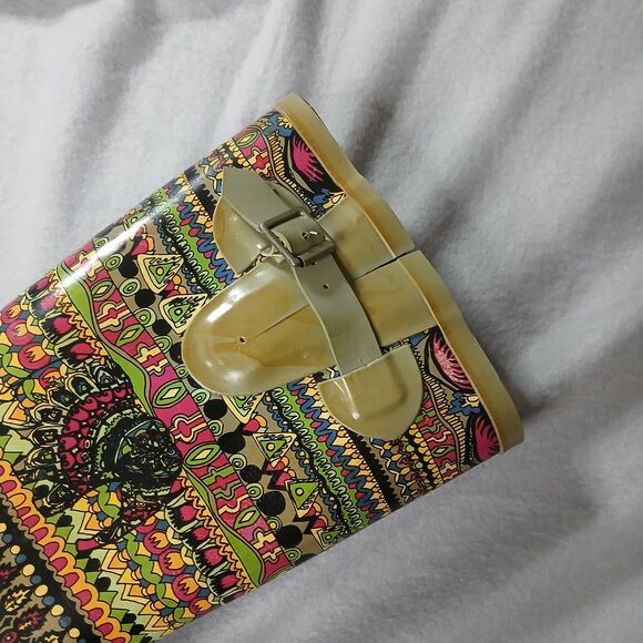 Sakroots Rubber Rain Boots Jersey Lined Colorful Peace Sign Women's Size: 6 - Picture 9 of 11